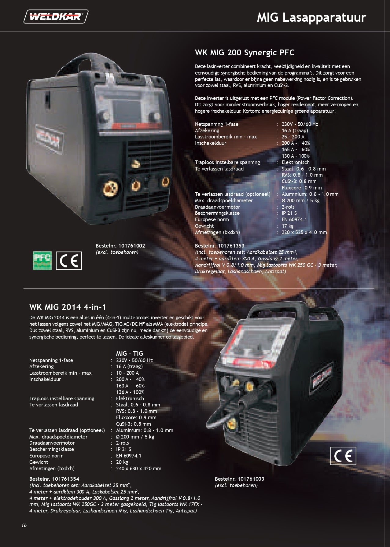 Weldkar Synergic Mig 200 PFC Compleet