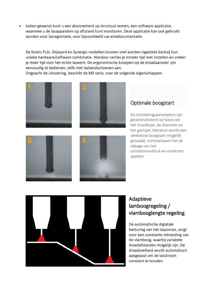 Omschrijving functies MX en KM serie lasapparaten