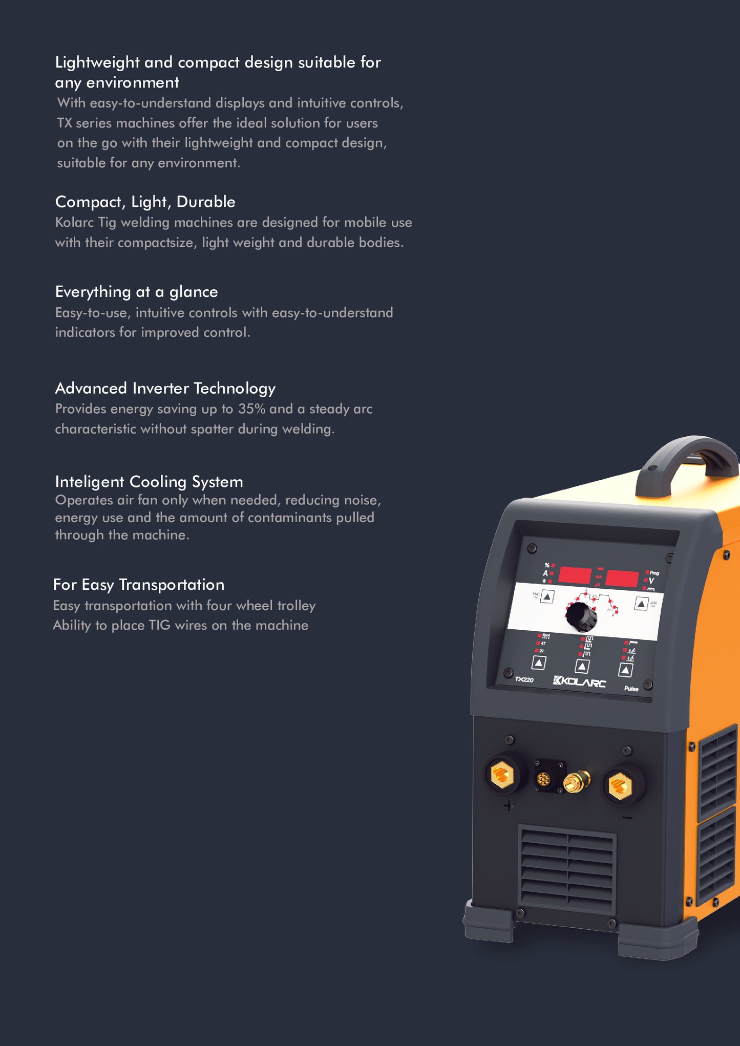 KOLARC TX 220 Pulse volwaardig Tig apparaat op 220 Volt.