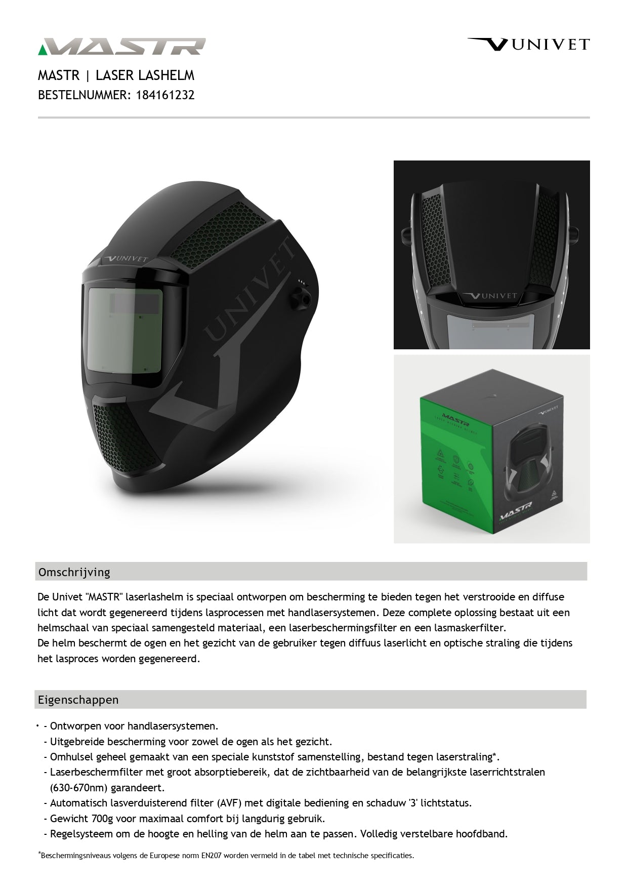 Laser lashelm Univet Mastr
